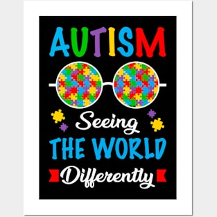 Puzzle Piece Sunglasses Autism seeing the world differently Autism Awareness Gift for Birthday, Mother's Day, Thanksgiving, Christmas Posters and Art